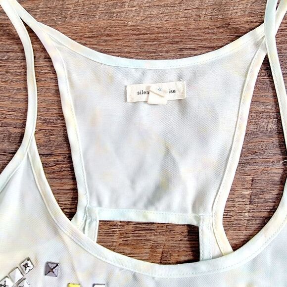 UO Silence & Noise tie dye tank top distressed pastel studs studded small - Picture 5 of 8